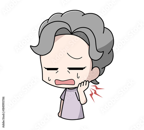 あごが痛む高齢女性のイラスト
