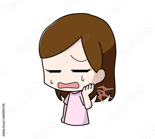 あごが痛む女性のイラスト