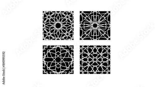 Geometric pattern designs on white background for decoration and design