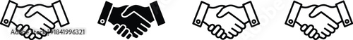Professional handshake icons representing partnership, business agreement, teamwork, collaboration 