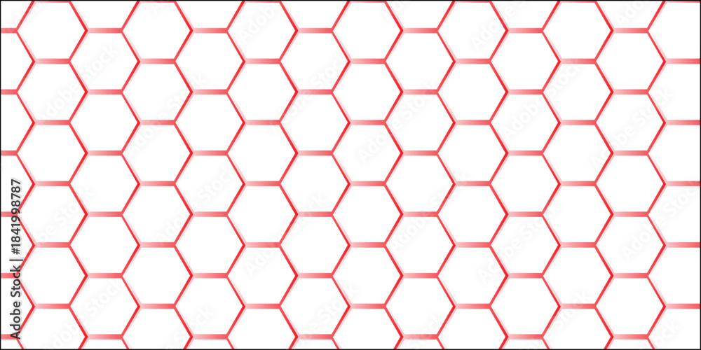 Naklejka premium Seamless red hexagonal honeycomb pattern with geometric 3D structure and metallic texture design ideal for technology vector wallpaper backdrop