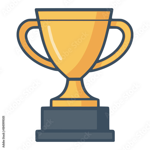 gold champion trophy winner championship competition flat color vector illustration template design