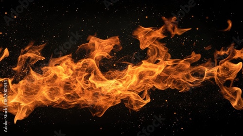 Fiery flames spreading against a black background