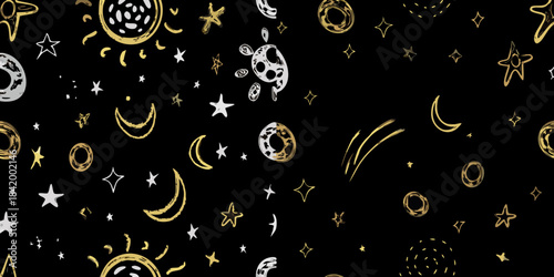 Celestial dreams a whimsical pattern of moons stars and shooting stars