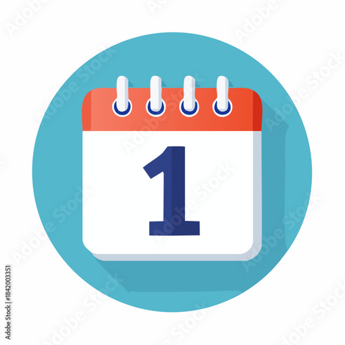 Calendar Page Icon with Number 1, Vector Illustration for Planning and Scheduling