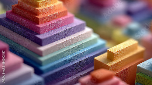 Stacked Pastel Geometric Layered Pattern Soft Overhead Lighting soft color background