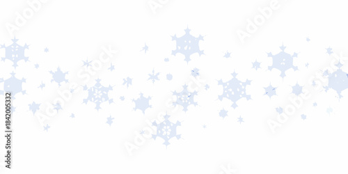 A scattering of delicate light blue snowflakes against a clean white background