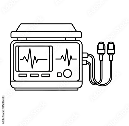 Patient monitor displaying heart rate (ECG) and other vital functions. Used in operating rooms or intensive care units (ICU).
