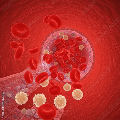 Blood cells and vessel illustration