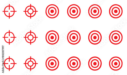 Minimal target or focus point icons in modern style. for design elements related to focus, aim, location, or accuracy, crosshair indicators, precision icon. Color set