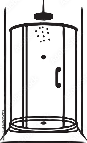 Modern glass shower enclosure with rainfall showerhead