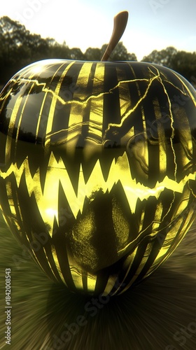 Black and Gold Textured Decorative Apple