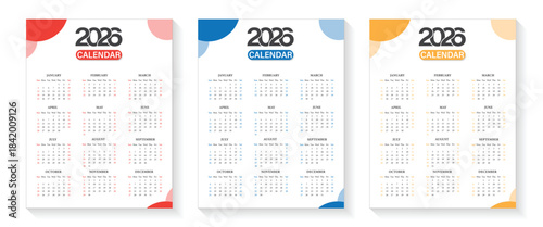 Modern Minimalist 2026 Calendar Design Template Layout.