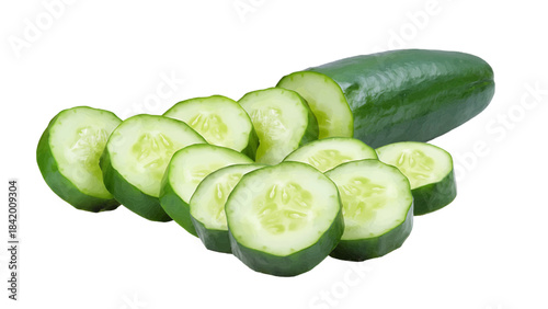 Vector of sliced cucumber on transparent background for healthy food and diet concepts