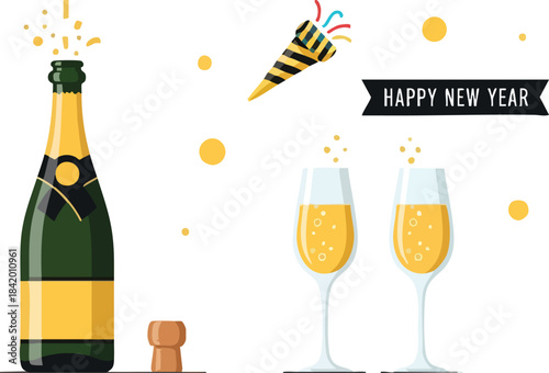 champagne bottle and glasses