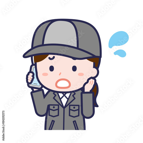 スマートフォンを使う「工場作業員」の女性