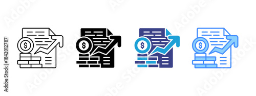 Profit icon set multiple style collection