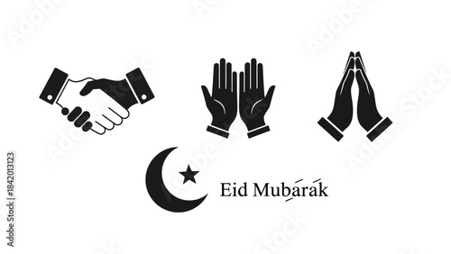 Islamic symbols and hand gestures design elements for graphic design