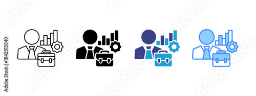 Businessman icon set multiple style collection