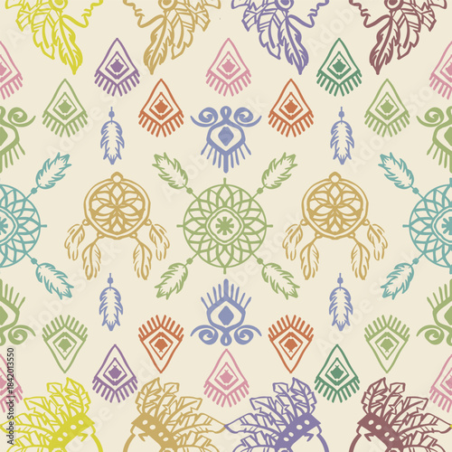 Ethnic boho seamless pattern. Tribal motif. Vector illustration.