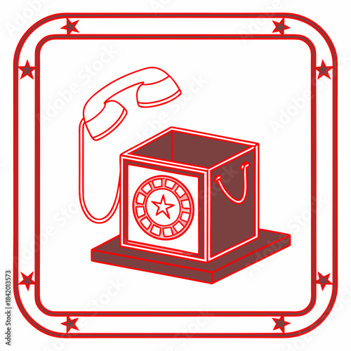 Customer Feedback Suggestion Box Telephone Communication with vector illustration
