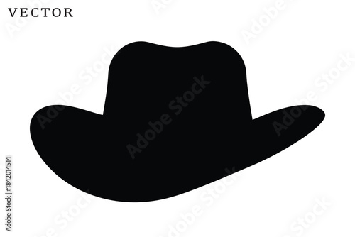 Cowboy hat silhouette vector, Cowboy hat icon, Cowgirl Hat Silhouette, Hat black silhouette. vector illustration