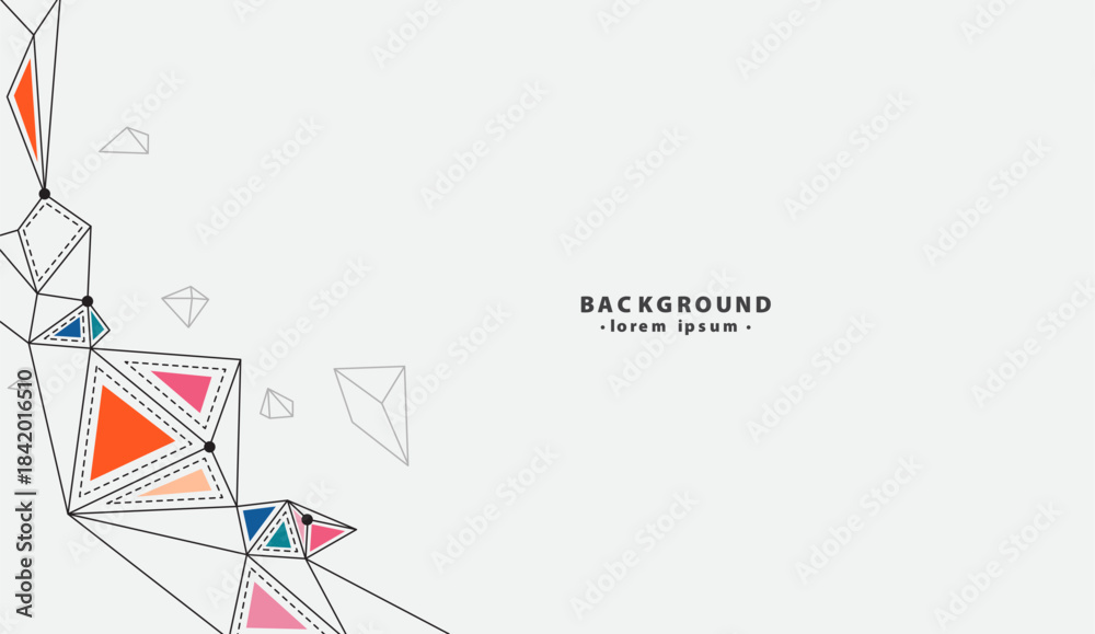 Fototapeta premium Abstract geometric design with orange and blue triangles and lines, suitable for backgrounds, modern concepts, and graphic design projects.