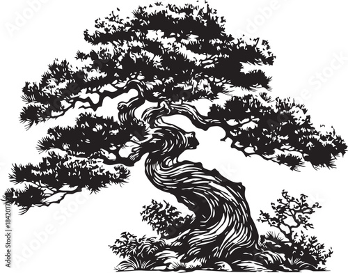 Zen Tranquility: The ancient art of Bonsai, an embodiment of nature's elegance and tranquility, this image captures the intricate beauty of a meticulously shaped tree, evoking serenity and harmony.
