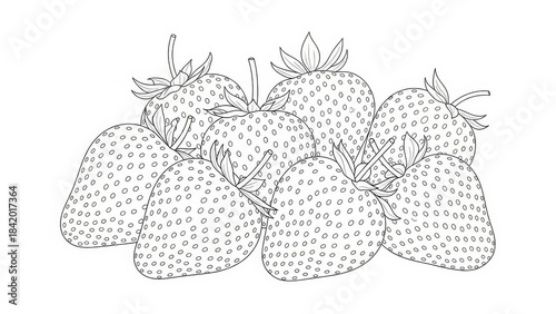 Outlined delicious strawberries perfectly placed for a delightful coloring experience that is easy