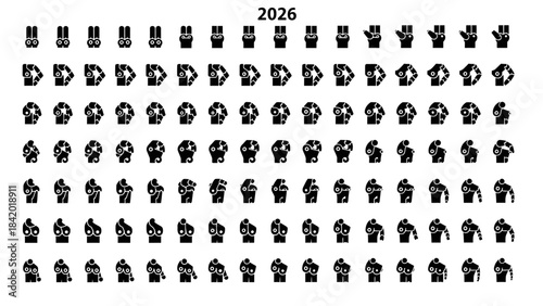 Abstract illustration of 2026 formation in a repeating pattern design
