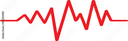 A vibrant red line representing a medical heartbeat or ekg on a clean white background