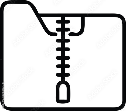 A black and white outline icon representing a zipped folder or file compression