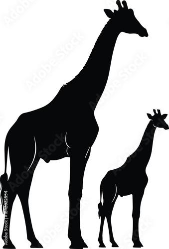 Black Silhouette of Two Cows Grazing on Grass in a Rural Field, with a Large Shaded Tree on the Right, Isolated Vector Illustration for Farm and Nature Concepts