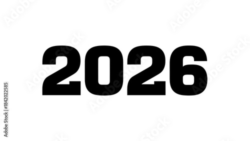 Bold black digits indicating the year 2026 on a clean white background