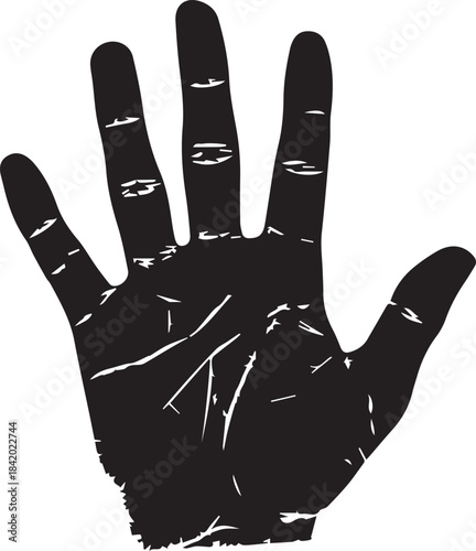 black handprint silhouette on white background vector illustration