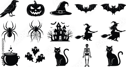 Black Silhouette Set of Eight Men Wearing Coats or Jackets in Various Standing Poses, Some Using Cane or Phone, Isolated Vector Illustration Collection for Business and Spy Concepts