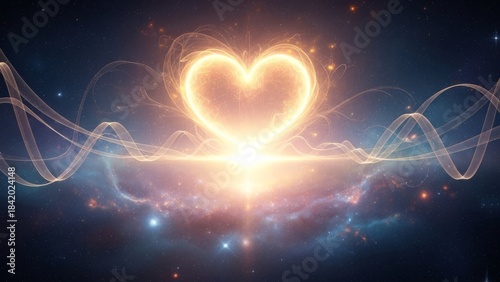 Obraz na płótnie Glowing Heart Energy Wave Abstract Background