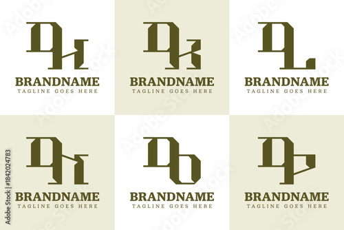 Letters DH DK DL DN DO DP Monogram Logo Set, for HD KD LD ND OD PD initials