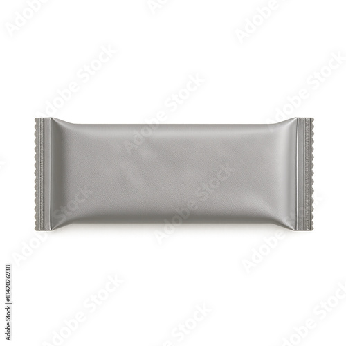 foil snack bar wrapper Shiny silver mockup isolated on white studio background for product design
