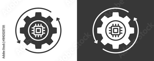 Automation Icon Set Vector Collection Isolated In Black And White