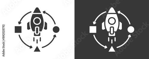 Startup Icon Set Vector Collection Isolated In Black And White