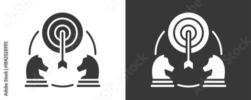 Strategic Plan Icon Set Vector Collection Isolated In Black And White