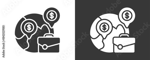 Offshoring Icon Set Vector Collection Isolated In Black And White