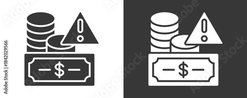 Financial Crisis Icon Set Vector Collection Isolated In Black And White