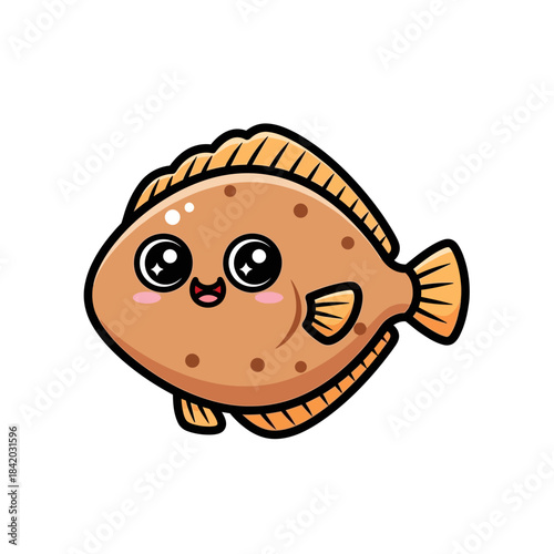 the most popular sea fish in the world kawaii illustration flounder fish third design