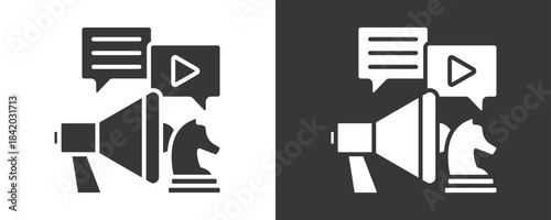 Media Strategy Icon Set Vector Collection Isolated In Black And White