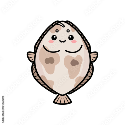 the most popular sea fish in the world kawaii illustration halibut fish