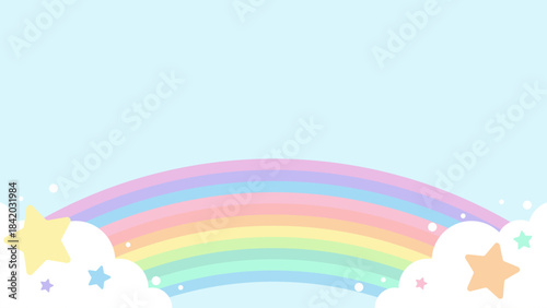 パステル虹のフレーム【16:9素材シリーズ】