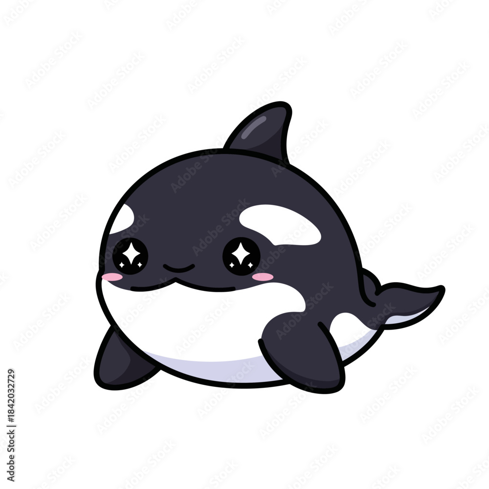 Obraz premium the most popular sea fish in the world kawaii illustration orca fish second design