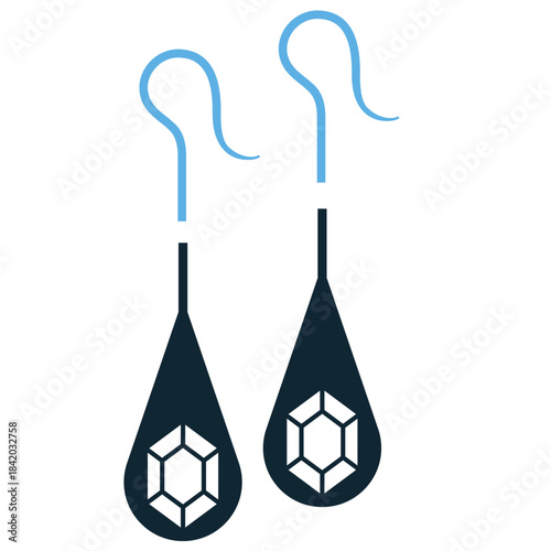 Earing icon vector for jewelry and fashion accessories. Symbolizes luxury, beauty, and feminine ornamentation. Ideal for jewelers or style blogs.
